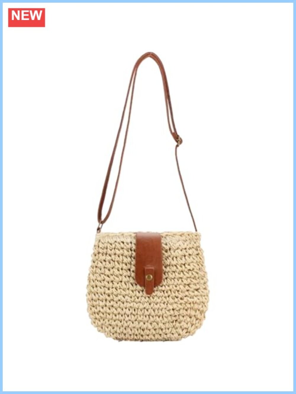 Straw Shoulder Bag Woven Crossbody Purse with Magnetic Closure